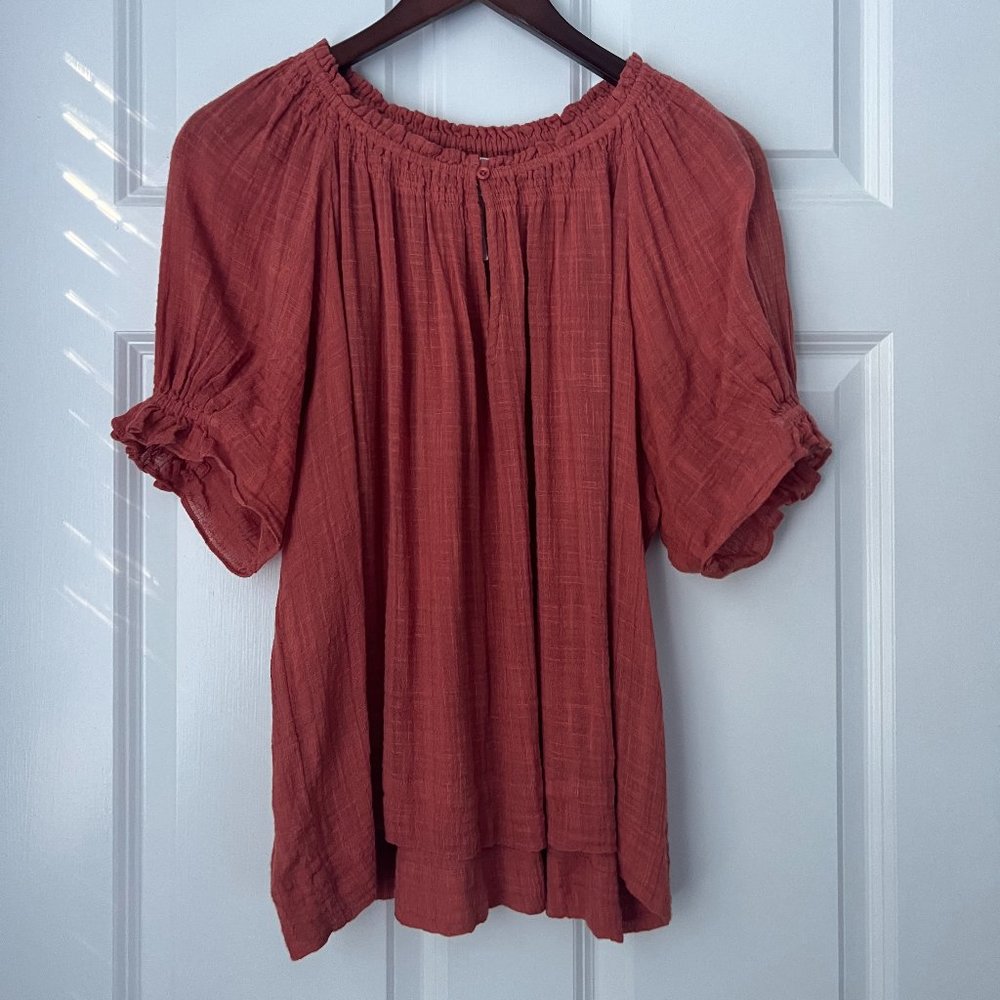 Apiece Apart Kasin Organic Cotton Blend Top - SIZE LARGE Rosewood Color